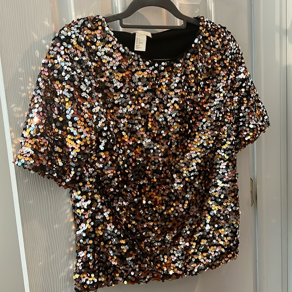 H&M Sparkle Short Sleeve Top